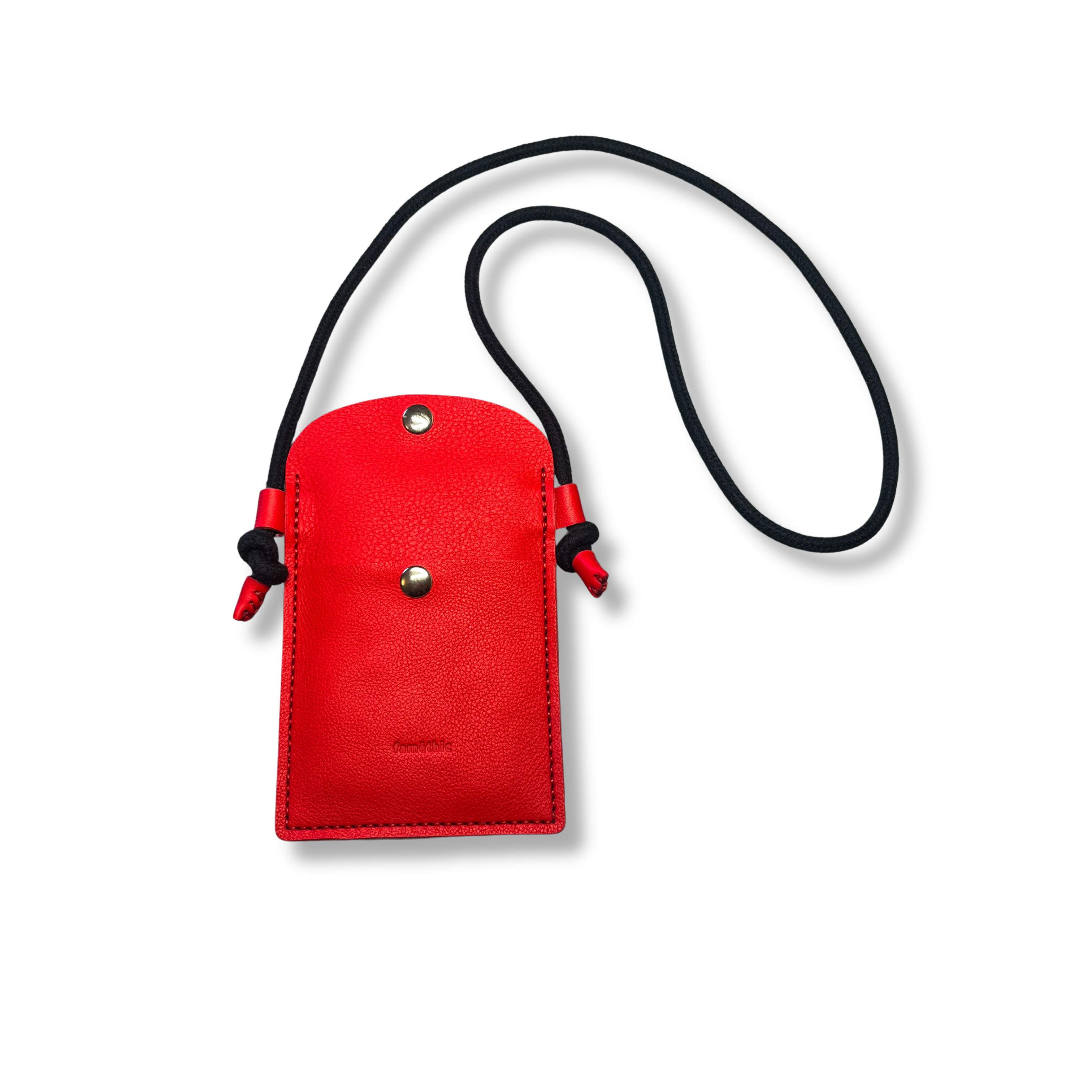 étui téléphone tour de cour en cuir rouge corail maroquinerie française faméthic