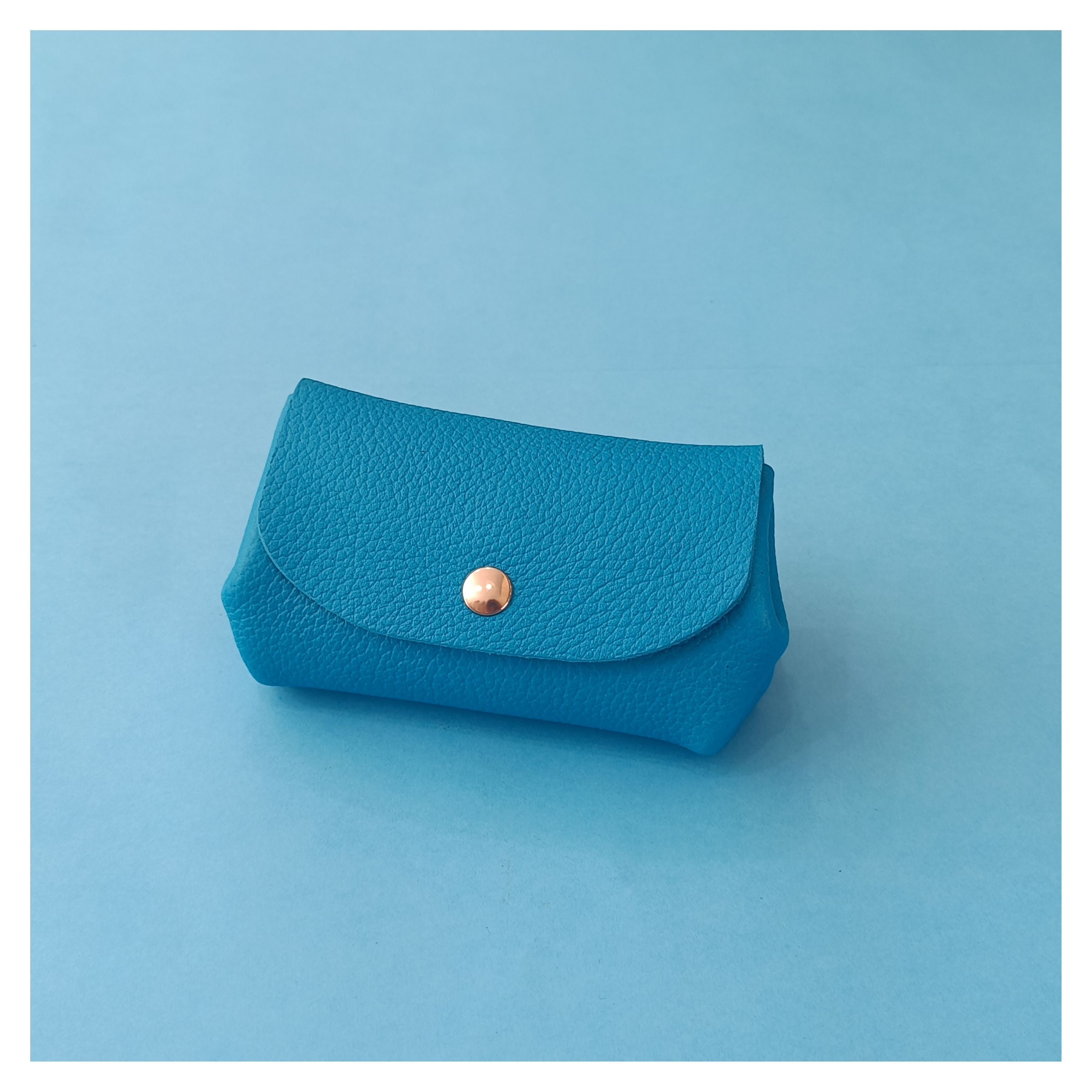 porte monnaie portefeuille cuir turquoise collection marseille H2O faméthic maroquinerie