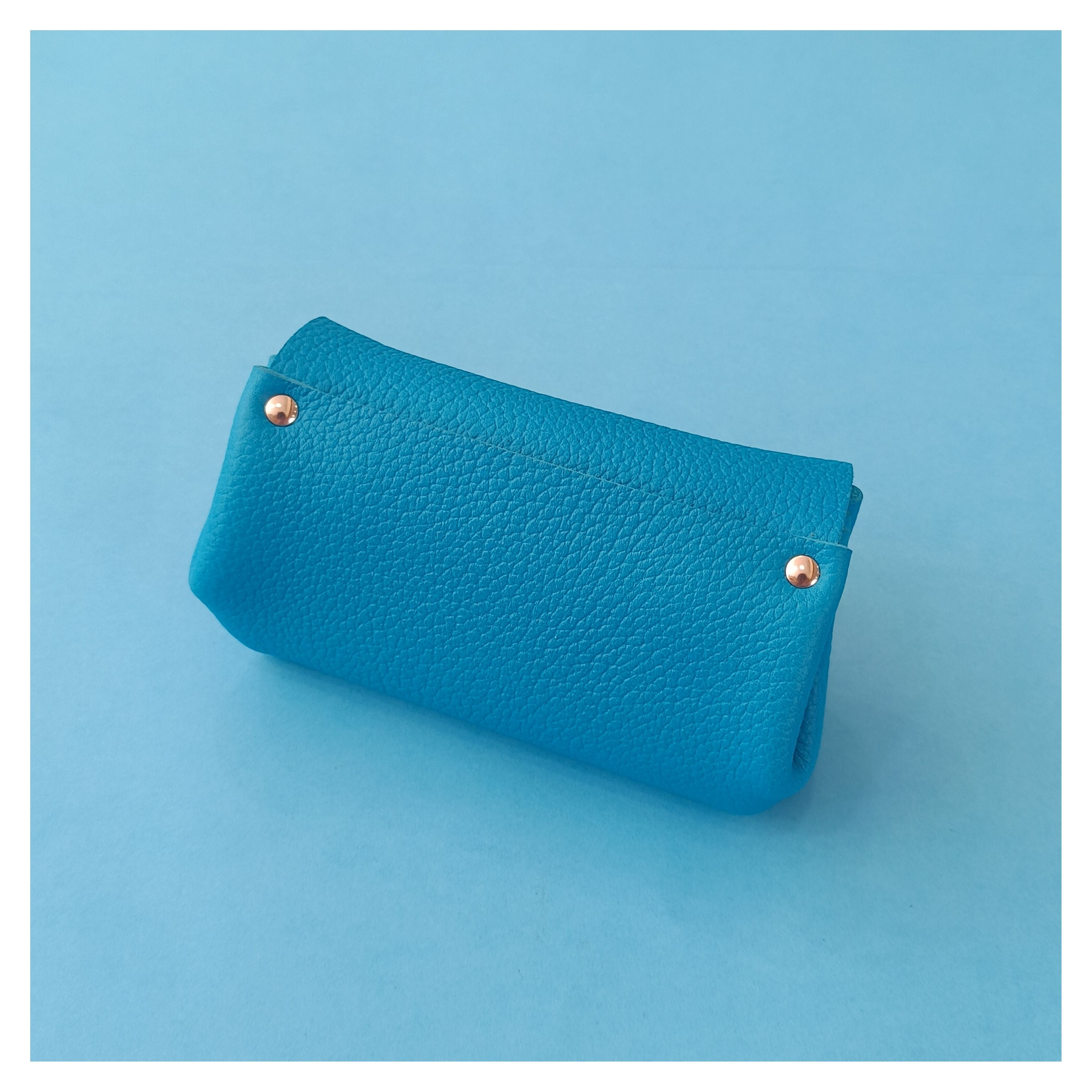 porte monnaie portefeuille cuir turquoise collection marseille H2O faméthic maroquinerie