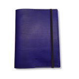 protège carnet cahier cuir sur mesure personnalisable cadeau note écriture dessin élastique maroquinerie artisanale faméthic français marseille inscription personnalisée bleu indigo