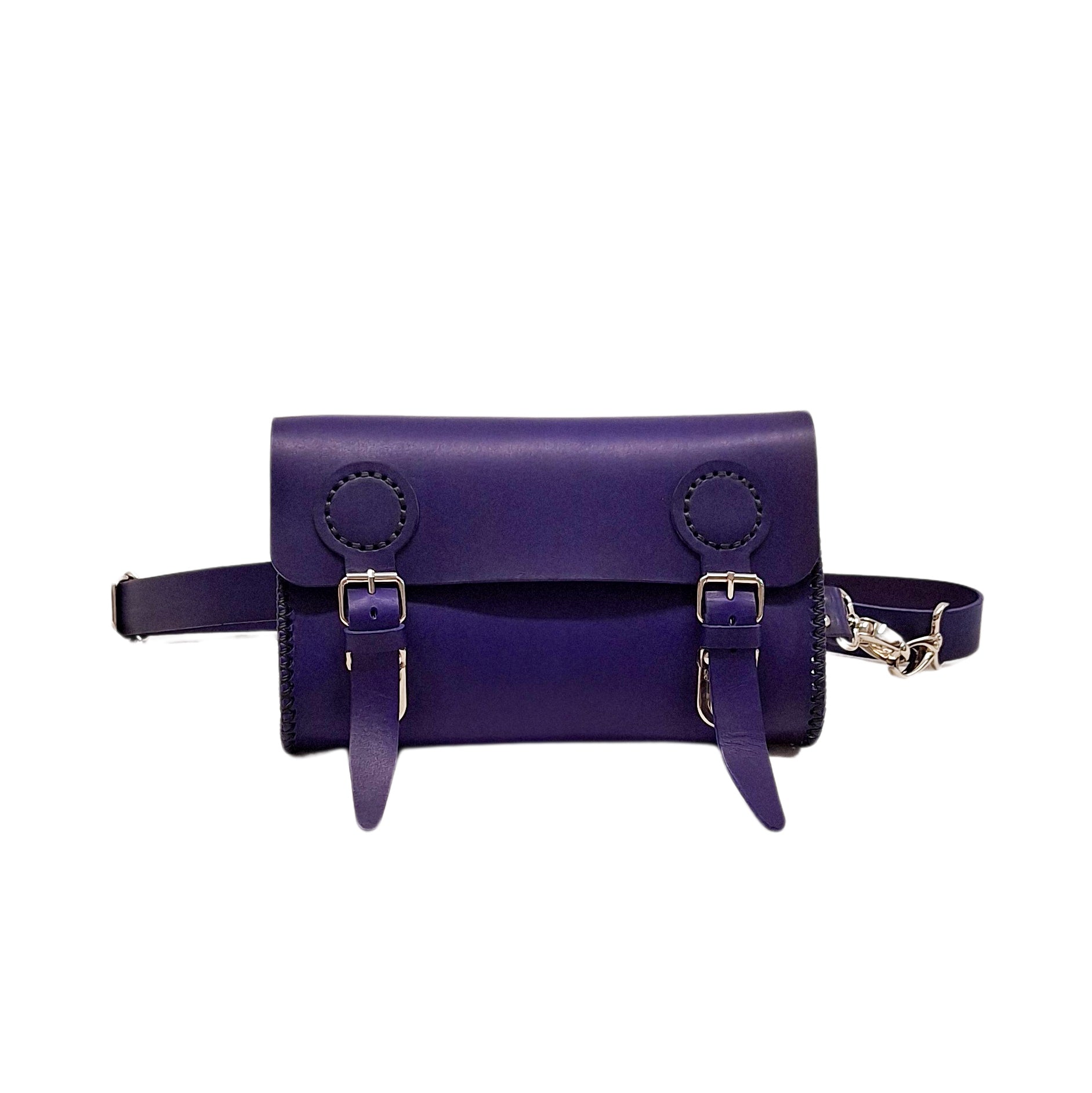 maroquinerie sac en cuir banane bandoulière sacoche cartable artisanal française cuir végétal faméthic passiflore bleu indigo