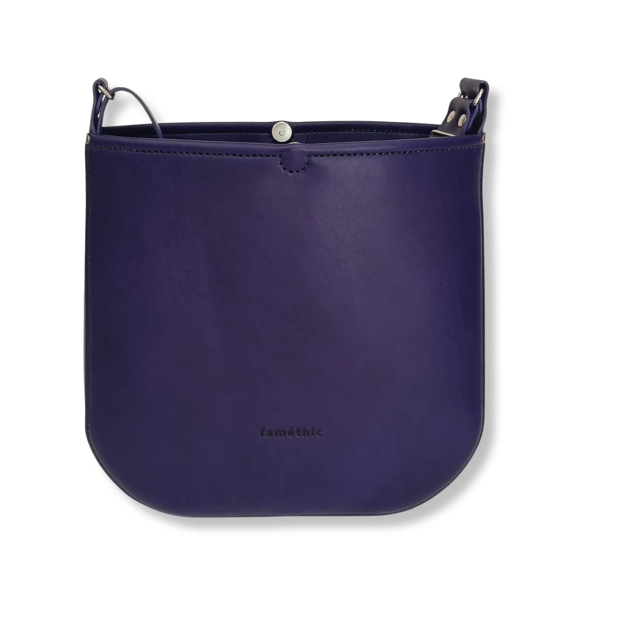sac basace en cuir bandoulière valériane faméthic maroquinerie française artisanal bleu indigo