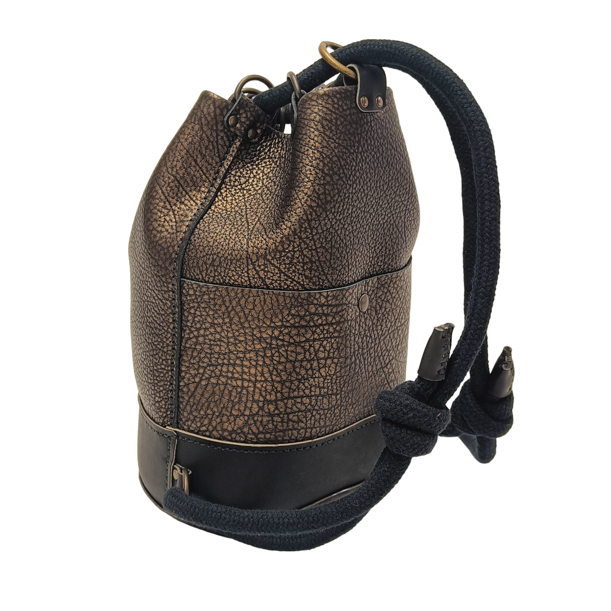 sac à dos marin noir bronze argenté camélée famethic maroquinerie cuir made in france fabrication française createur