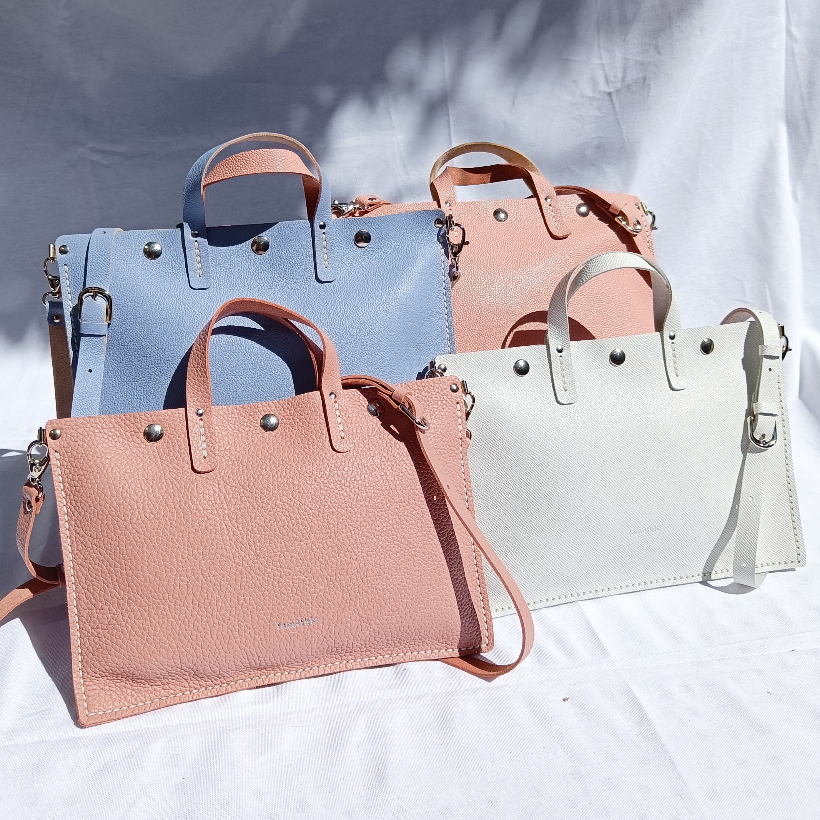 sac à main mini-alfa faméthic maroquinerie éthique responsable cuir français made in france blanc bleu lavande rose