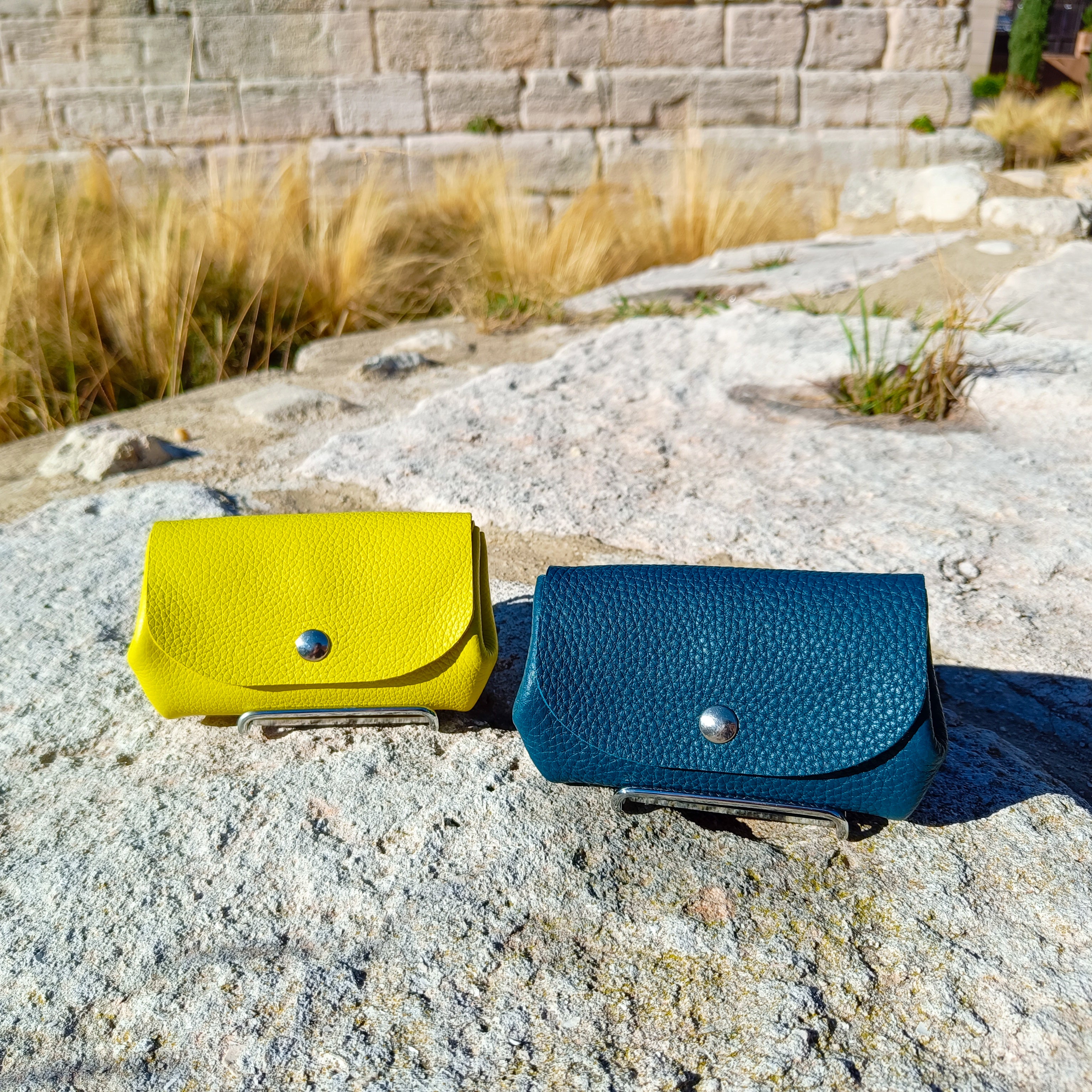 Porte Monnaie Muscari Bleu Canard Collection Capsule Europe Maroquinerie Cuir Faméthic