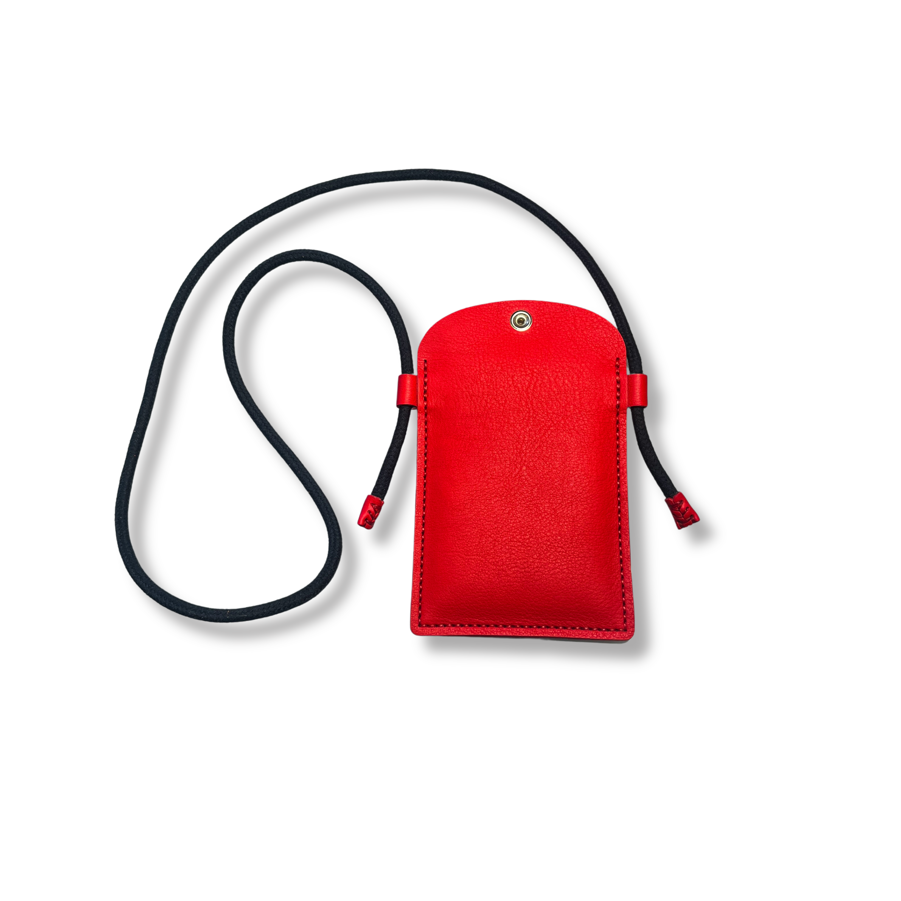 étui téléphone tour de cour en cuir rouge corail maroquinerie française faméthic