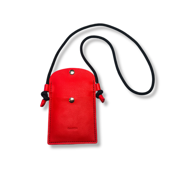 étui téléphone tour de cour en cuir rouge corail maroquinerie française faméthic