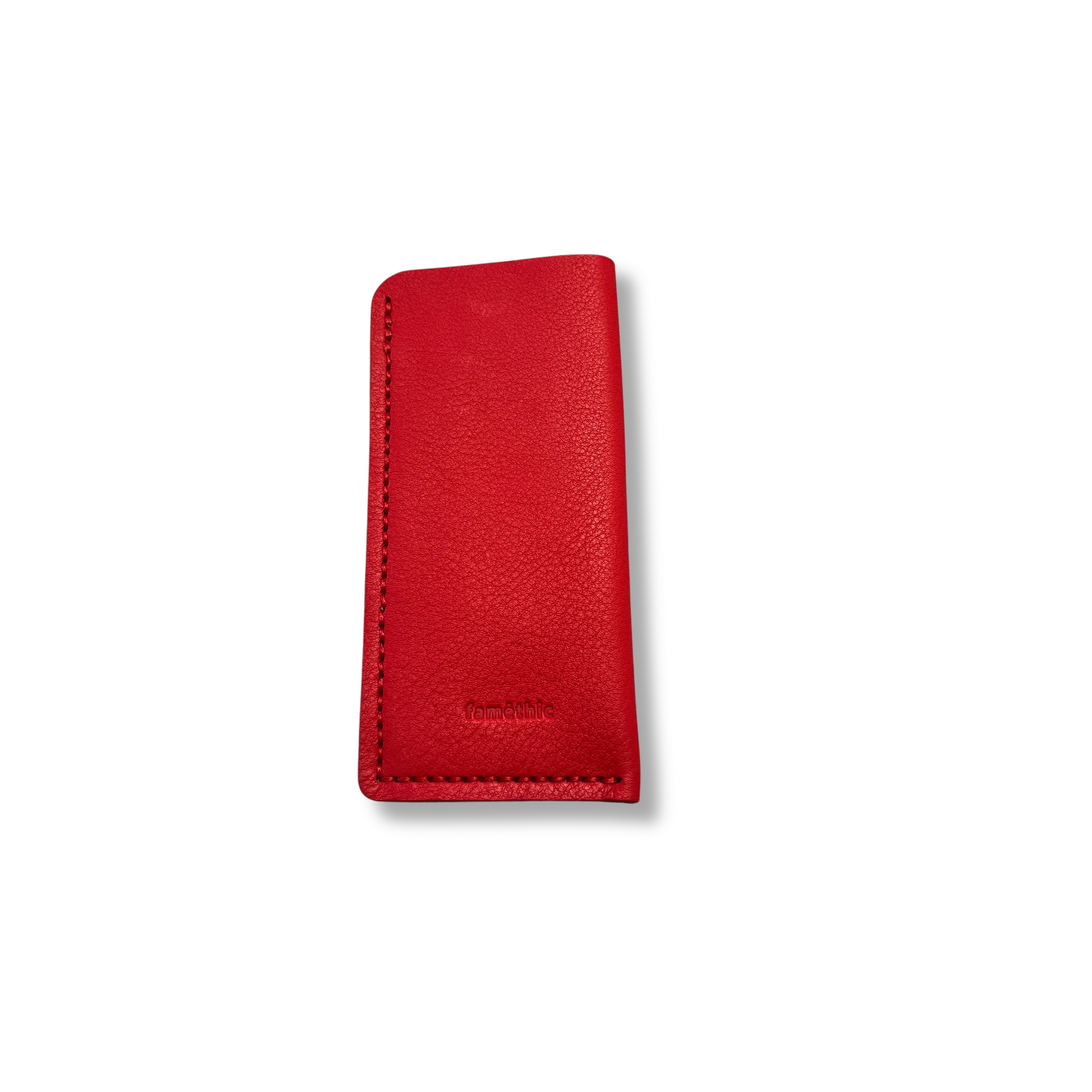 étui à lunettes en cuir rouge corail maroquinerie française