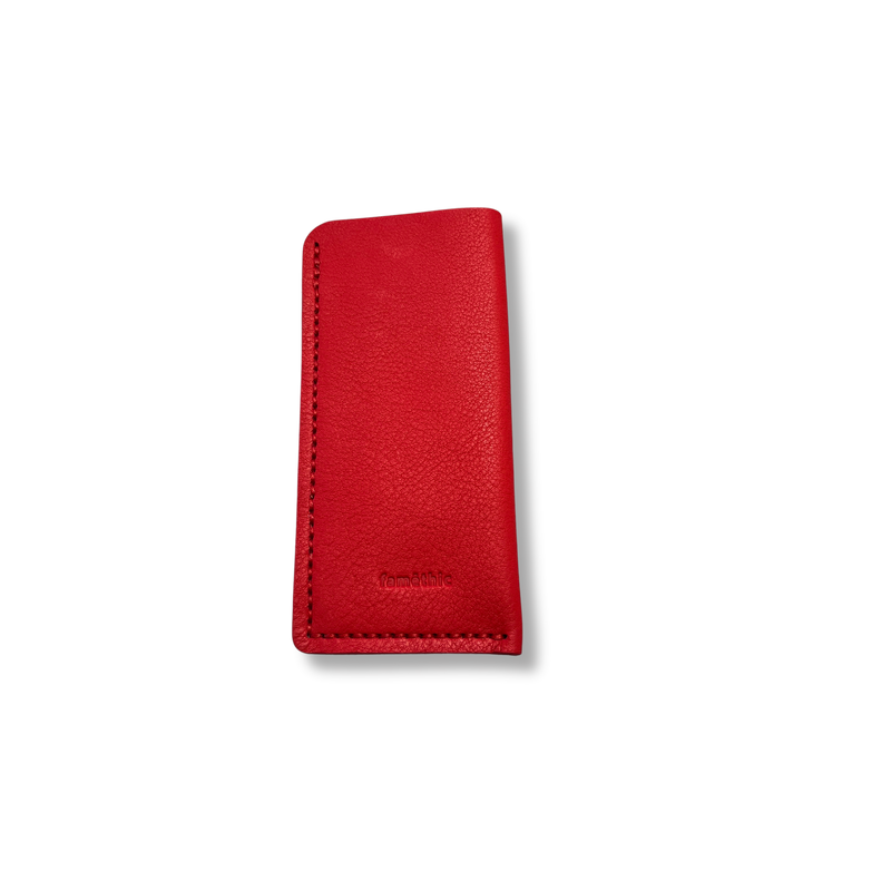 étui à lunettes en cuir rouge corail maroquinerie française