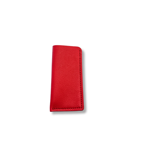 étui à lunettes en cuir rouge corail maroquinerie française