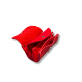 porte monnaie portefeuille cuir rouge corail maroquinerie française 