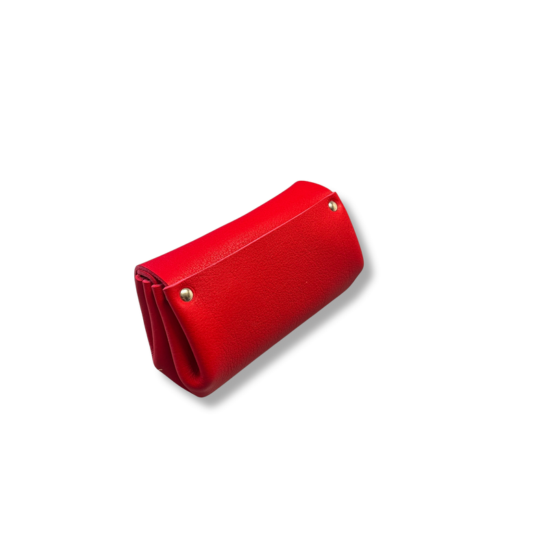 porte monnaie portefeuille cuir rouge corail maroquinerie française 