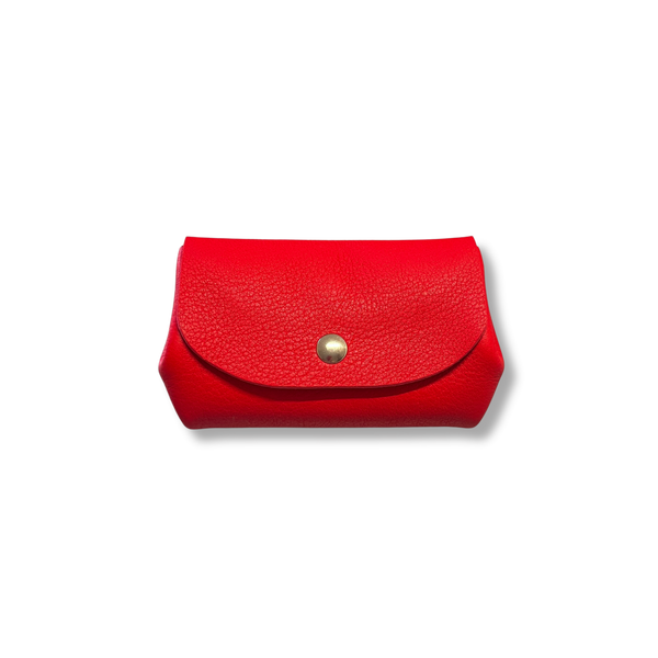 porte monnaie portefeuille cuir rouge corail maroquinerie française 