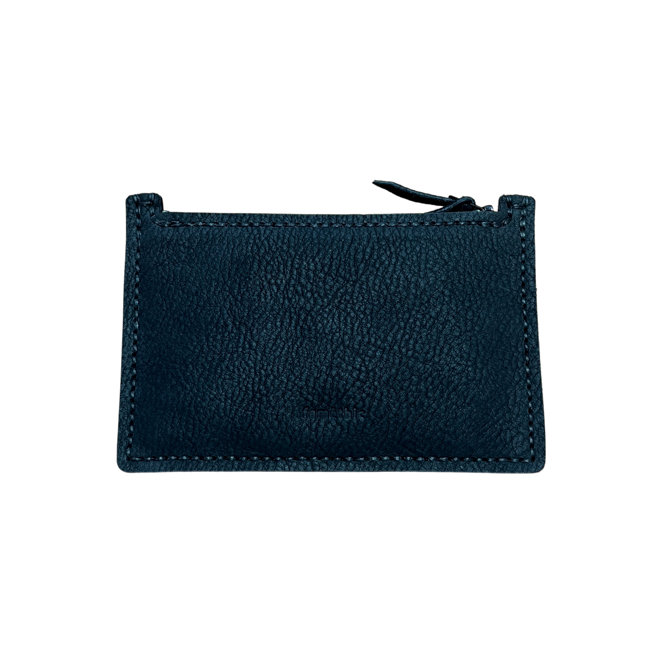 pochette portefeuille en cuir noir maroquinerie française faméthic