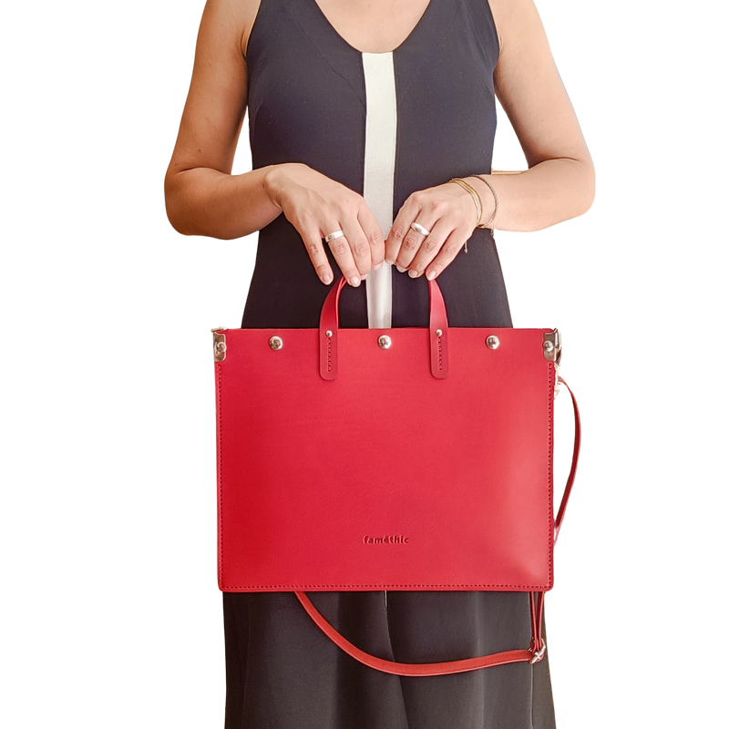 porte document maroquinerie artisanal éthique famethic artisan maroquinier cuir atelier responsable écoresponsable rouge