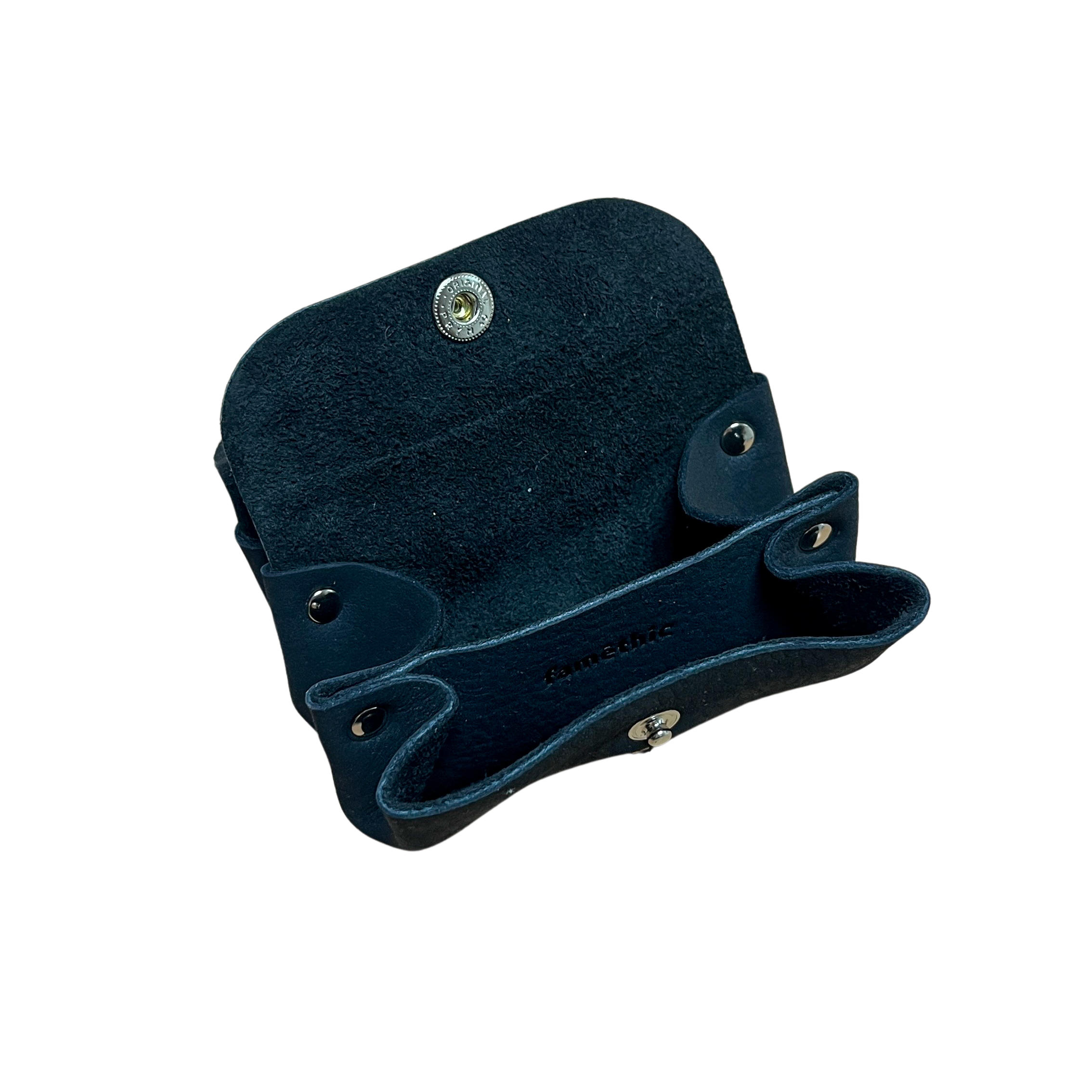 porte monnaie en cuir de taurillon noir maroquinerie française faméthic