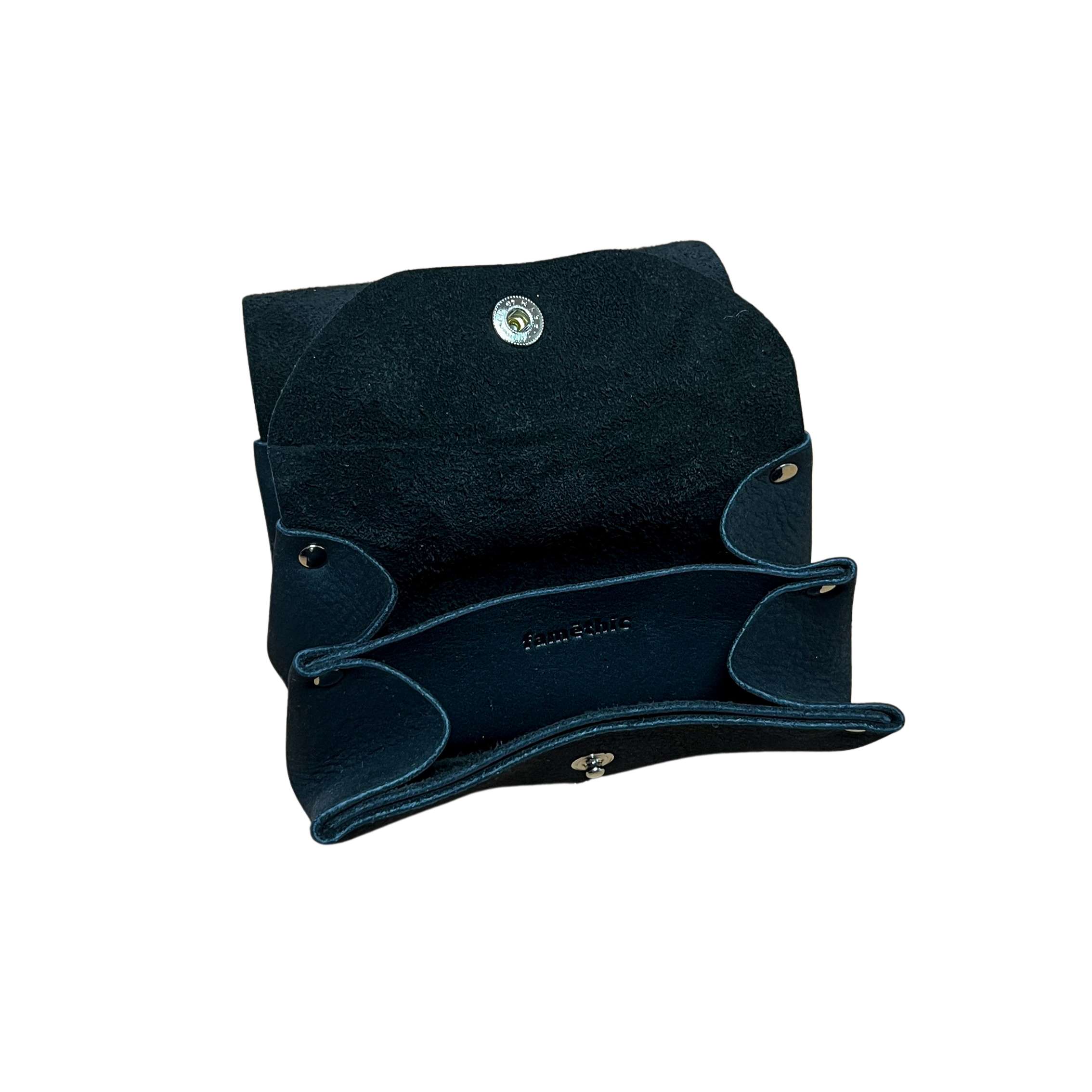 porte monnaie en cuir de taurillon noir maroquinerie française faméthic