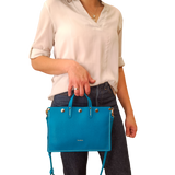 sac à main mini alfa cuir turquoise collection Marseille H2O faméthic maroquinerie