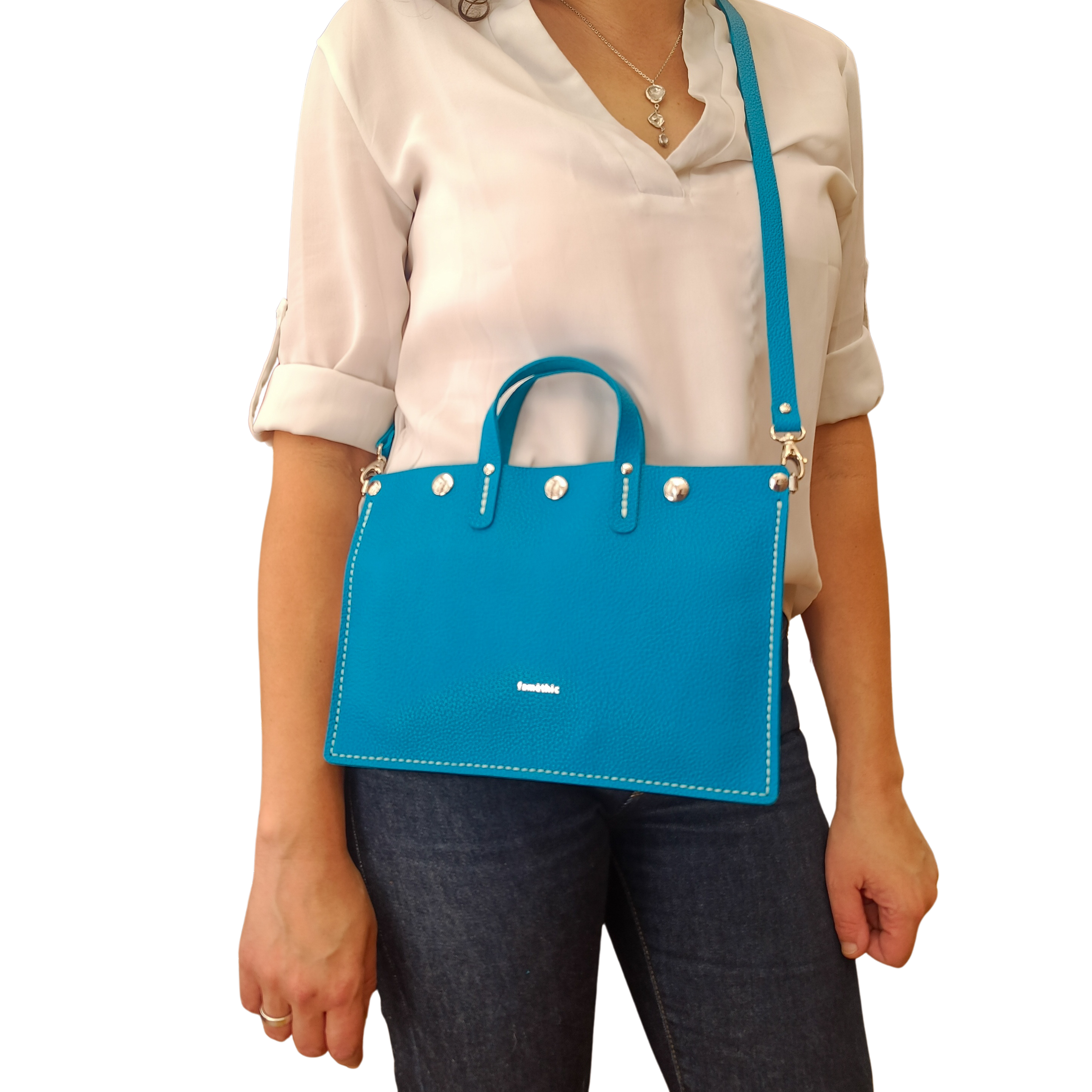 sac à main mini alfa cuir turquoise collection Marseille H2O faméthic maroquinerie