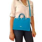 sac à main mini alfa cuir turquoise collection Marseille H2O faméthic maroquinerie