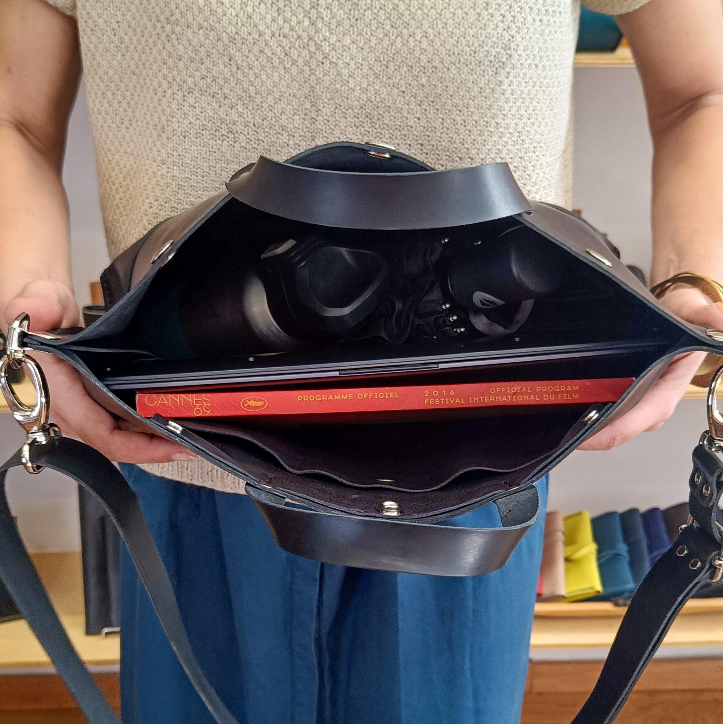 sac de travail en cuir made in france cartable en cuir sac week-end en cuir maroquinerie faméthic noir