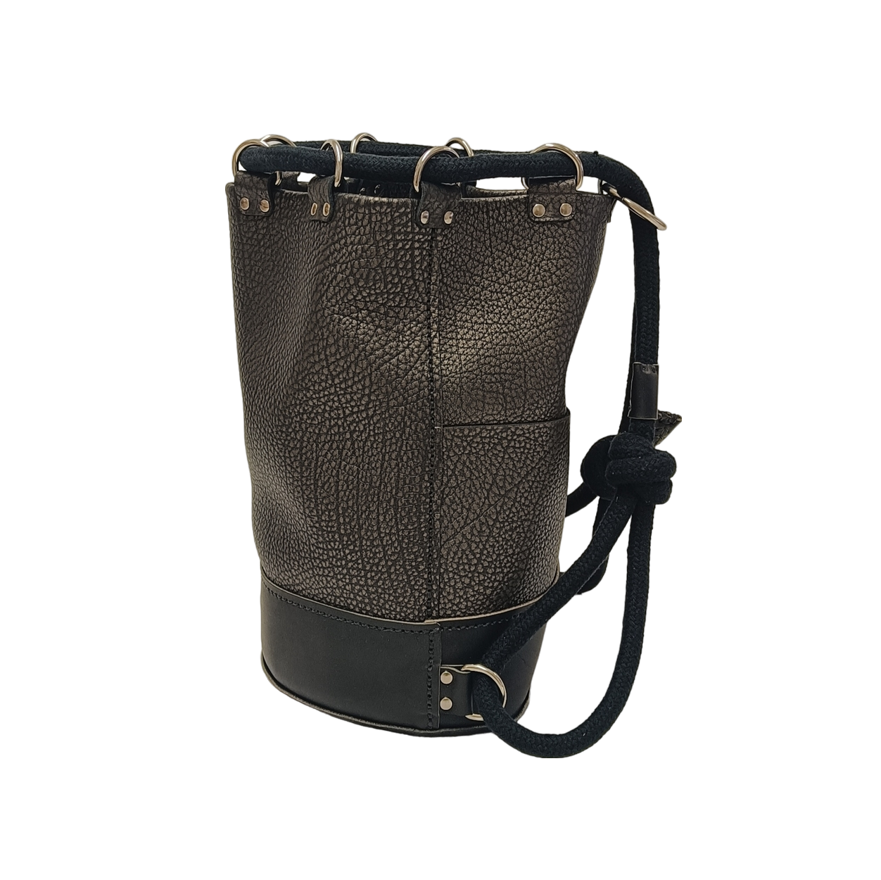 sac à dos marin noir bronze argenté camélée famethic maroquinerie cuir made in france fabrication française createur