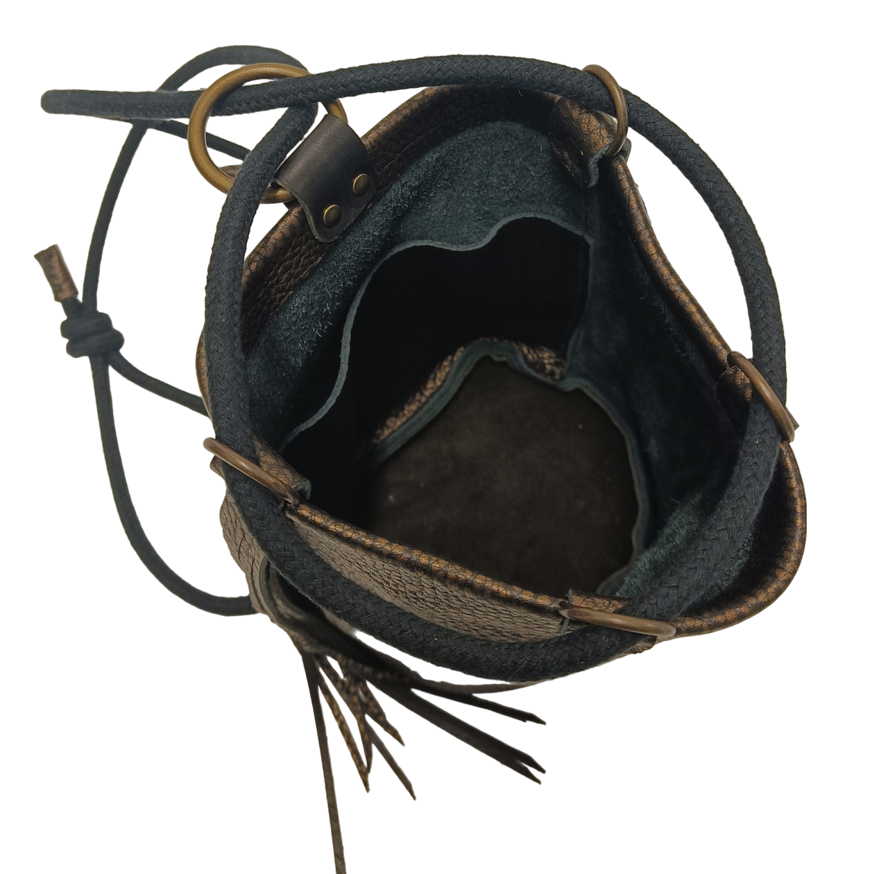 sac à dos bandoulière sac seau frange cuir français noir argenté bronze faméthic maroquinerie fabrication française made in france 