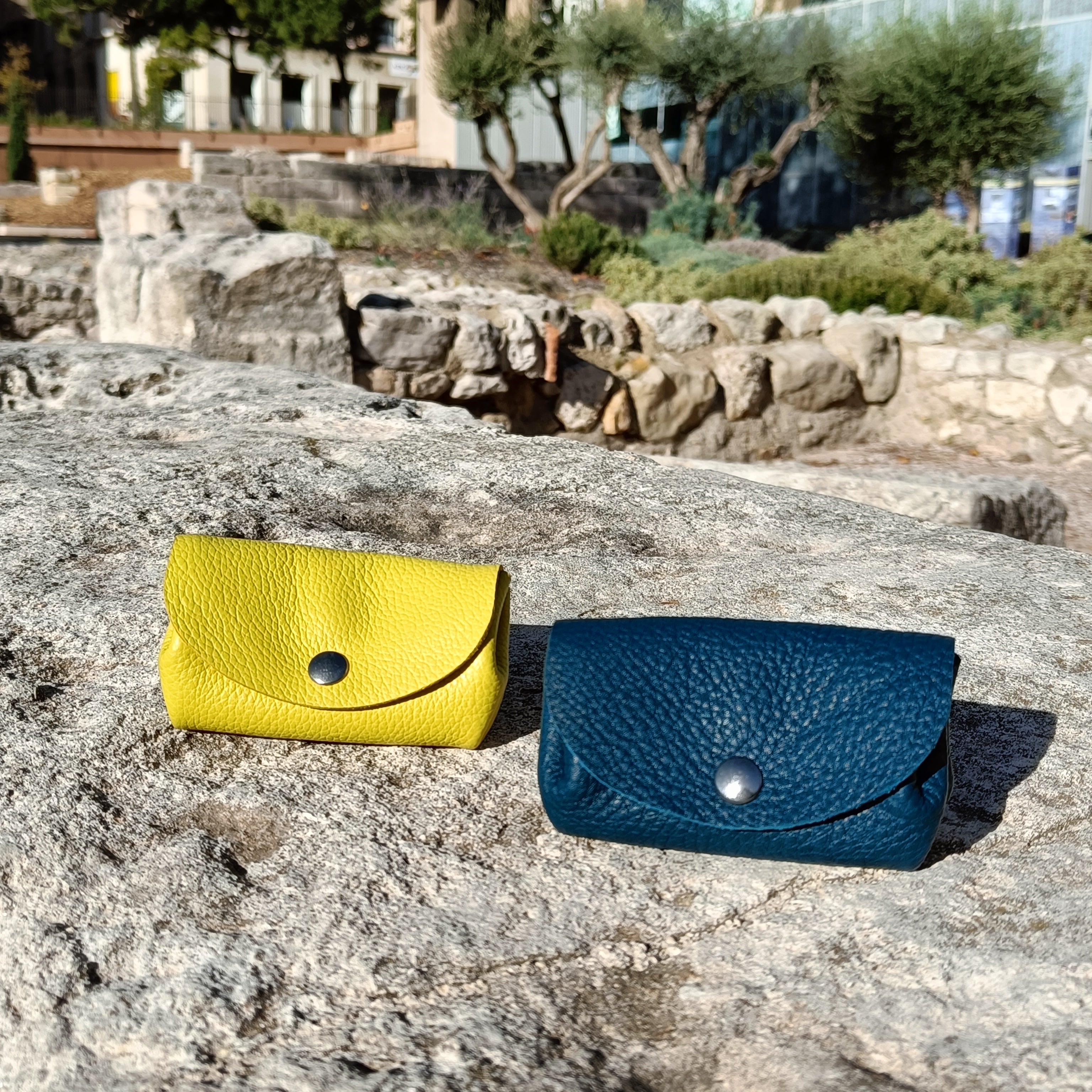 Porte-Monnaie Ibéris Bleu Canard Collection Capsule Europe Cuir Faméthic